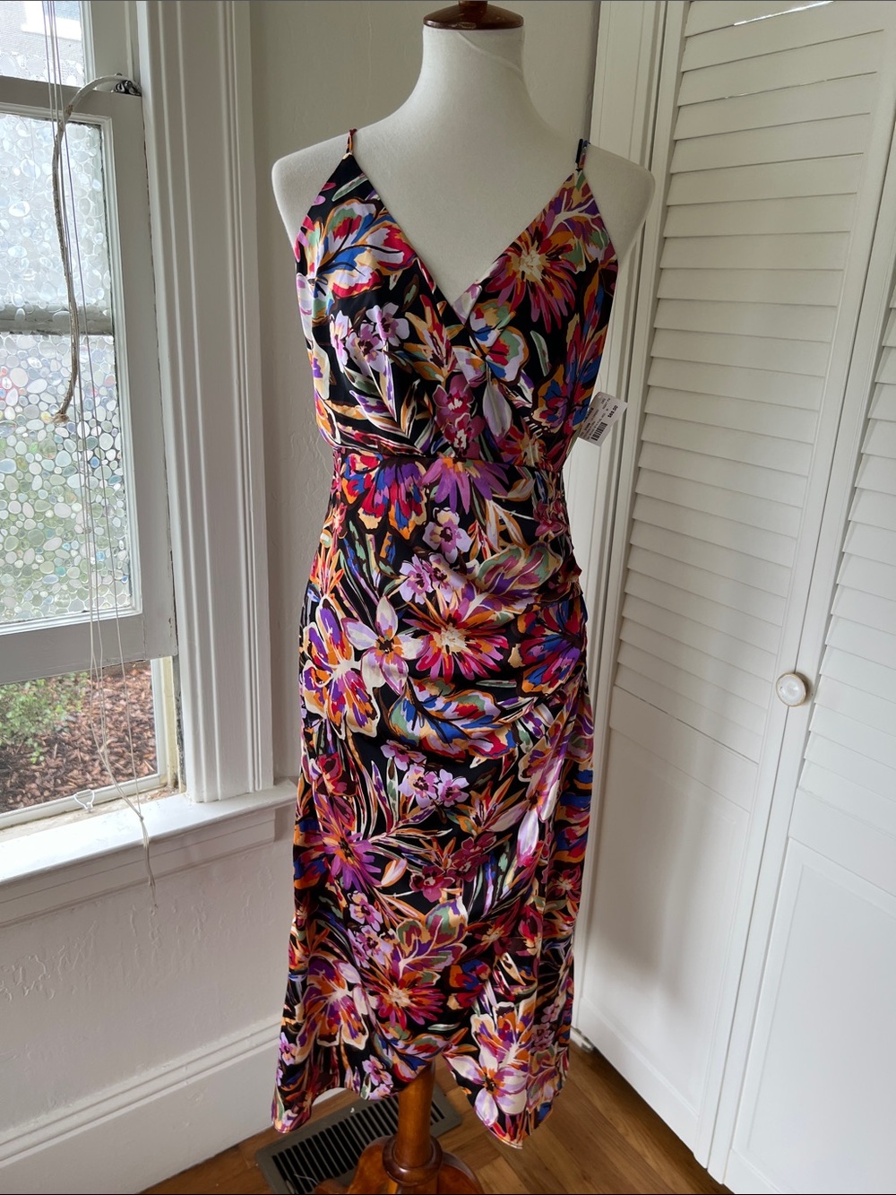 Floral Lace-Up Back Midi Dress NWT